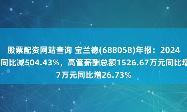 股票配资网站查询 宝兰德(688058)年报：2024年净利润同比减504.43%，高管薪酬总额1526.67万元同比增26.73%
